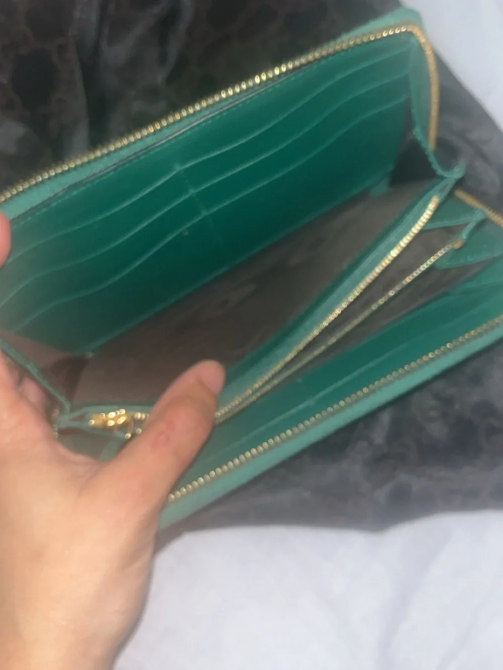 Gucci Emerald Green Python Zip Wallet with Gold Double G - Picture 7 of 16
